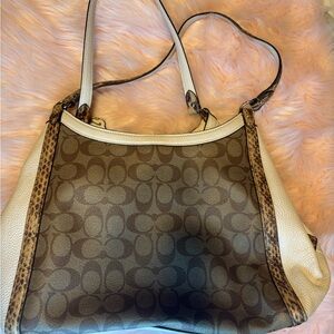 Coach Brown and Cream Shoulder Bag